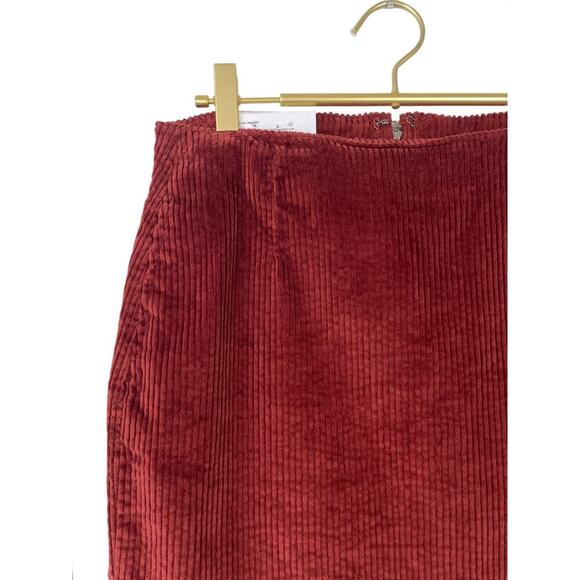 BP Corduroy Notched Hem Skirt Red Fire Large Y2K Retro 70s Dark Academia Preppy - Picture 5 of 12